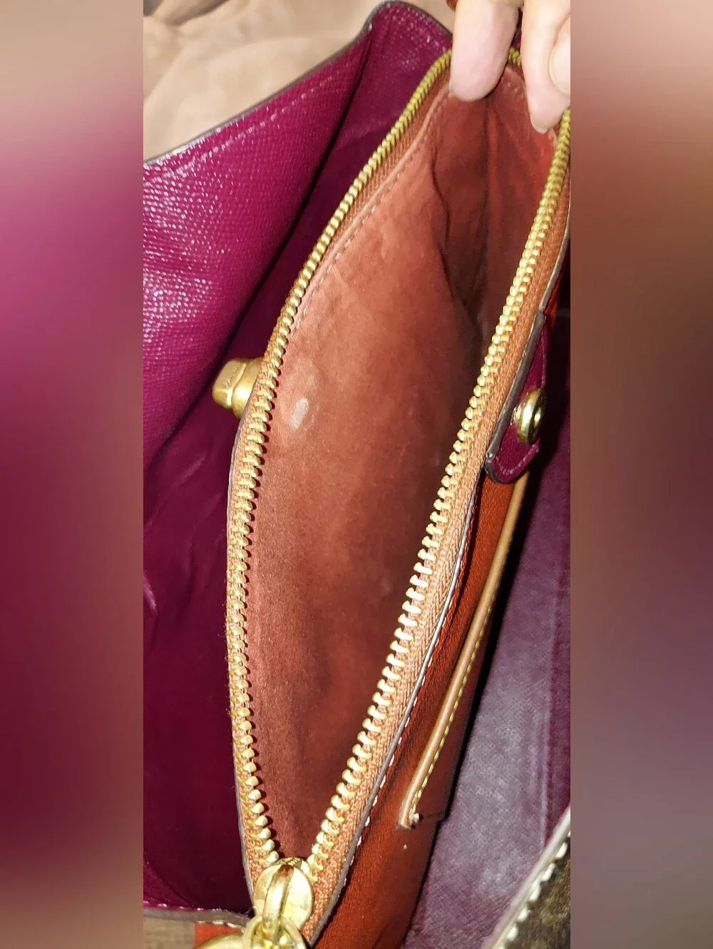 Signature Pattern Shoulder Bag in Brown with Orange Strap